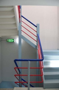 take the stairs and lose some weight! stylish stairs in our school colours