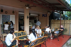 relax in our outside seating area with a cool drink free WiFi and computers for student use in the coffee shop