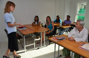 english learners and native english speaking teacher at patong language school