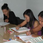 Thai students practice reading and listening in Patong Language Schools German A1 course