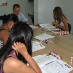 Thai students read aloud in Patong Language Schools German A1 course