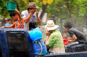 Thais celebrating Songkran