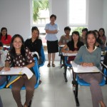 Khun Tin teaches English for Thai learners level 1 class at Patong Language School in Phuket, Thailand